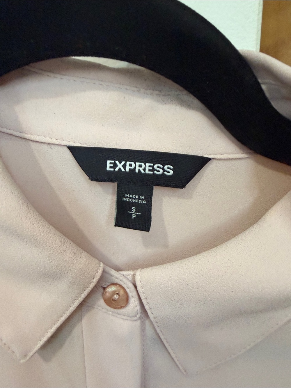Express Pale Pink Long-Sleeve Button-Down Blouse - Picture 2 of 5